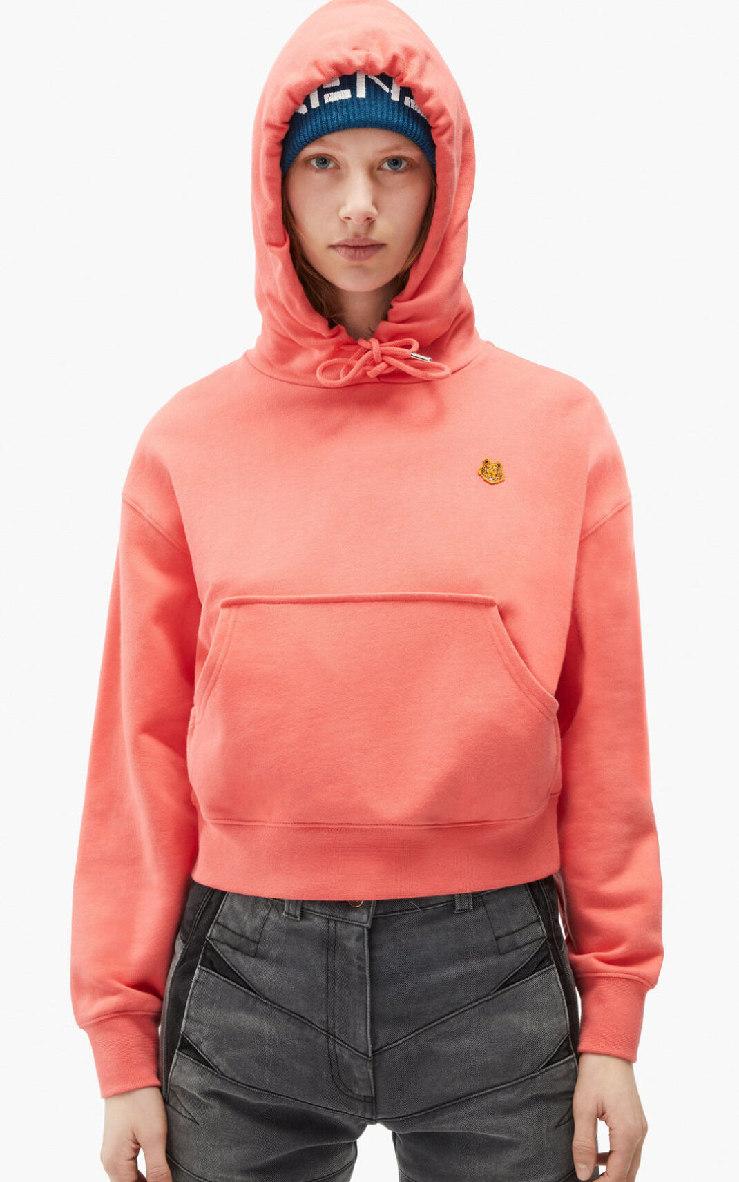 Sweat A Capuche Kenzo Tiger Crest boxy Femme Corail | LMGD-64295